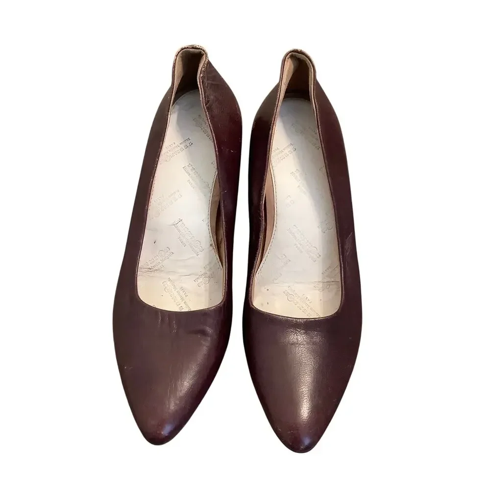 Maison Margiela Women's 8 Brown Leather Slip On Ballerina Flats Italian B11-2